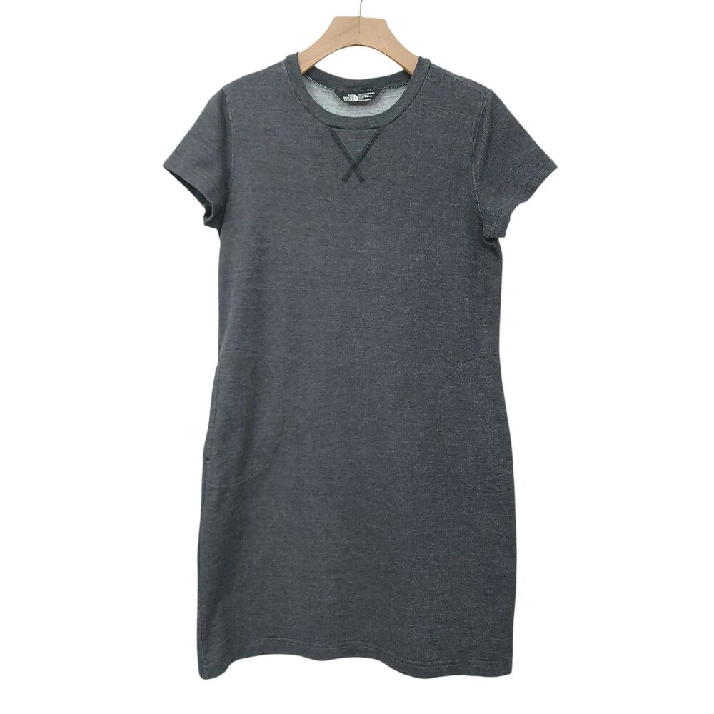 The North Face Mini Dress Womens Medium Gray Knit Short Sleeve Lightweight
